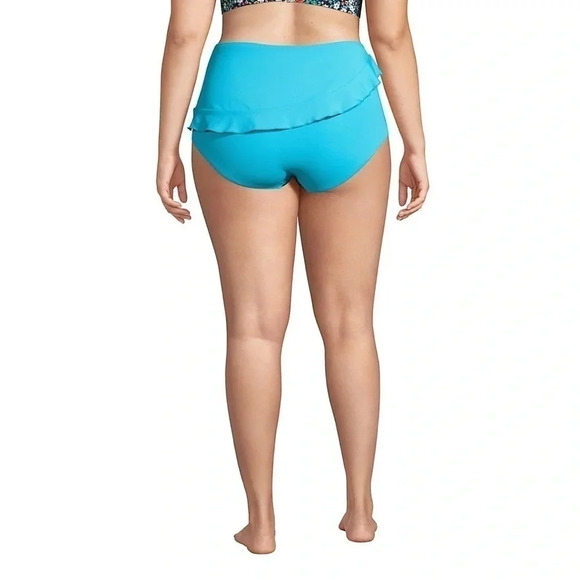 Lands end women’s bathing suit 10 bottom bikini skirt swim solid basic blue - Picture 4 of 7